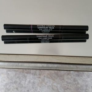 2 CHANEL DOUBLE CRAYON EYELINER PENCILS BLACK PLUM